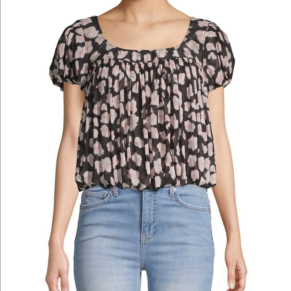 Free People leopard gathered printed top